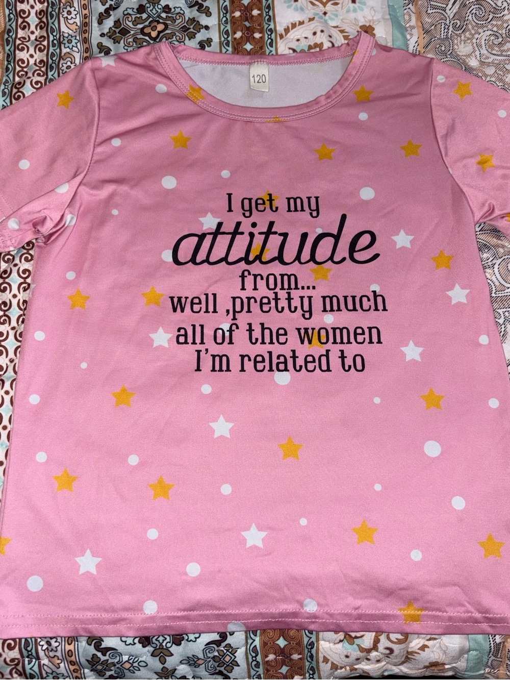 Pink Star Polka Graphic Tee - "I Get My Attitude"